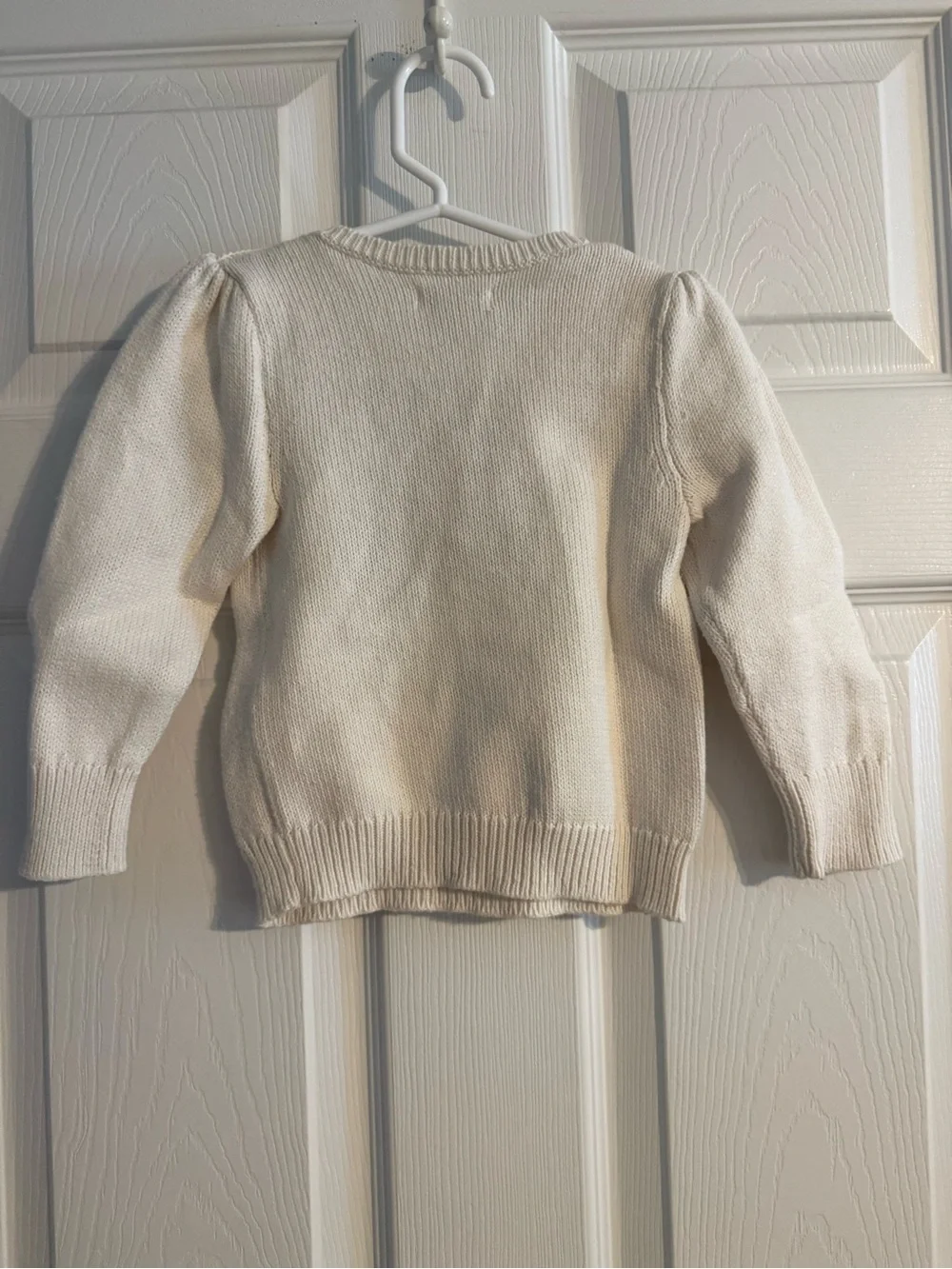 Ralph Lauren Baby Girls 24M Polo Bear Cream Knit Sweater Puff Sleeve